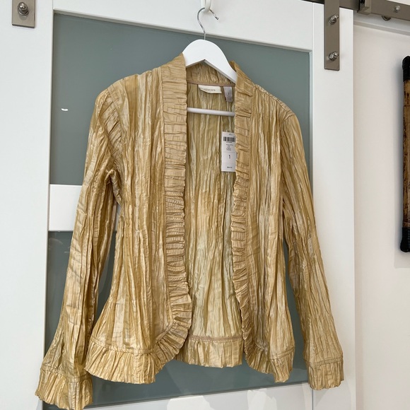 Chico's Gold Crinkle Jacket - Picture 1 of 6